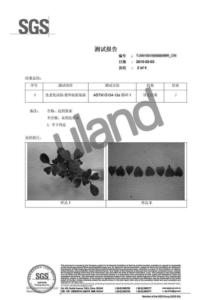 仿真植物抗UV測(cè)試